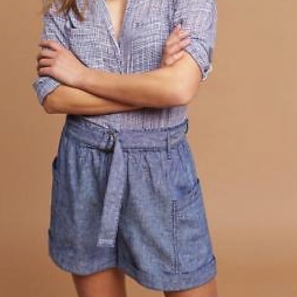 Anthropologie Hei Hei Marnie Chambray Shorts Med